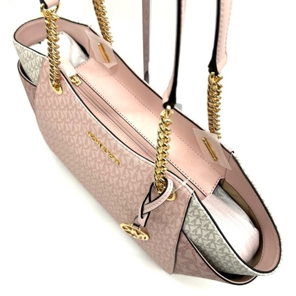 Michael Kors Large Jet Set Travel Chain Shoulder Bag Powder Blush Multi - Picture 6 of 10